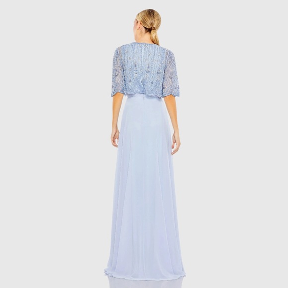 MAC DUGGAL Beaded Overlay A-Line Gown NWOT - Picture 3 of 12